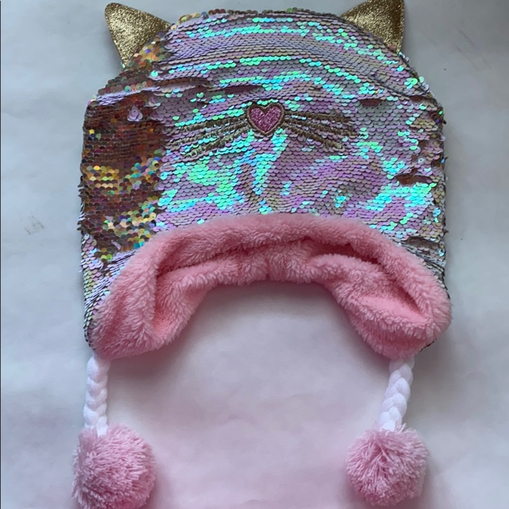 Kitty cat flip Sequin winter cat